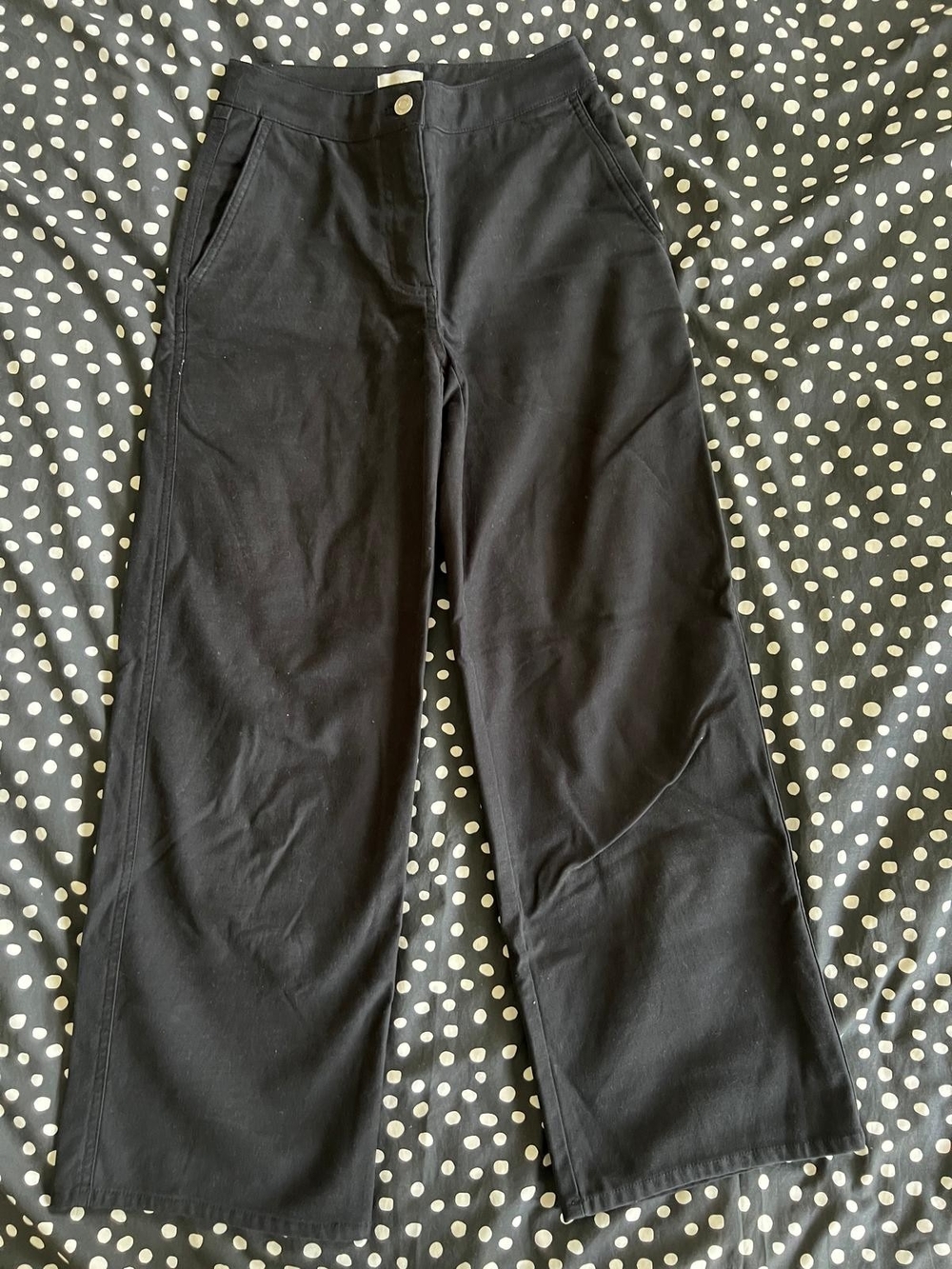 Wilfred Black Wide-Leg Chinos with Button Waist